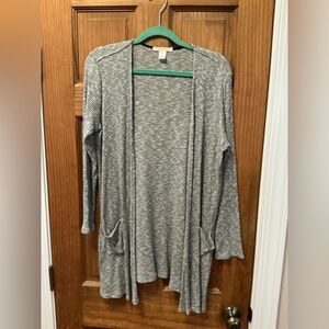 Canyon River Blues Heather Gray Ribbed Open Cardigan